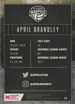2018 Tap 'N' Play Suncorp Super Netball #43 April Brandley Back